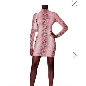 NWT O'dolly Dearest Snake Print Long Sleeve Bodycon Minidress large